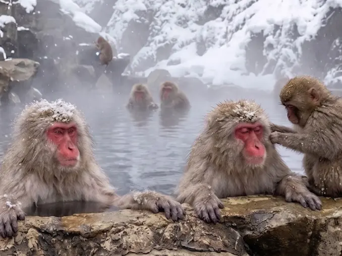 A miracle found nowhere else in the world: snow monkeys soaking in hot springs.