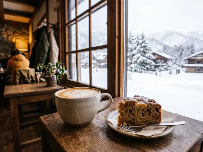A stylish cafe in Hakuba where you can be soothed by the breathtaking scenery of snow and ice.