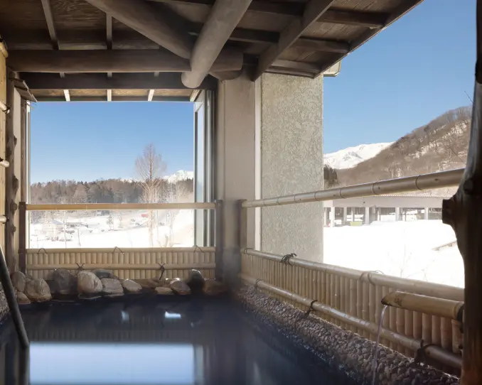 Right after checking in, head to the hot springs.
